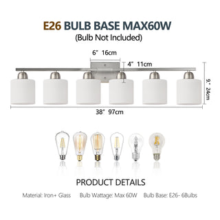 Sunvega Gold Vanity Light Fixture with Milky White Glass Shade for Mirror Bathroom