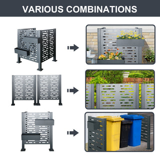 Sunvega 3ftx3ft Metal AC Unit Privacy Fence Cover with Flower Boxes for Outdoor