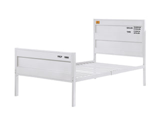 Sunvega Cargo White Finish Full Metal Bed with Recessed Panels and Container Lock