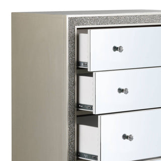 Sunvega Mirrored and Champagne Finish Nightstand with Two Spacious Storage Drawers