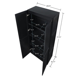 Sunvega Modern Free Standing Wardrobe Closet with 4 Adjustable Shelves for Bedroom