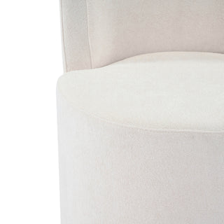 Sunvega Modern Swivel Upholstered Side Chair with Soft Beige Fabric and 360° Base