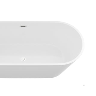 Sunvega 59 Inch Acrylic Freestanding Soaking Tub with Gold Overflow Drain