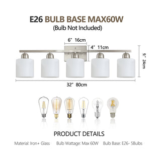 Sunvega Gold Vanity Light Fixture with Milky White Glass Shade for Mirror Bathroom