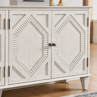 Sunvega Mid Century Modern Sideboard Buffet Cabinet with Spacious Storage and Geometric Accent