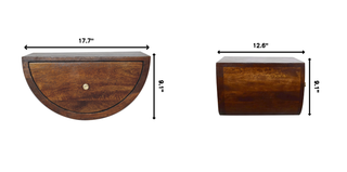 Sunvega Solid Mango Wood Wall Mounted Crescent Nightstand with Drawer