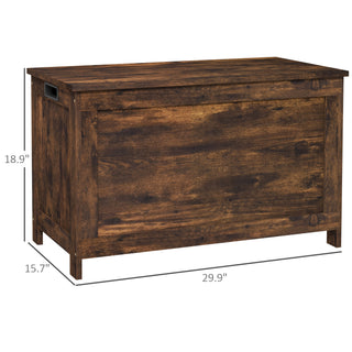 Sunvega Rustic Brown Wooden Storage Chest with Two Safety Hinges and Side Handles
