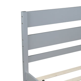 Sunvega Rubber Wood Twin Bed with Headboard and Footboard for Spacious Storage
