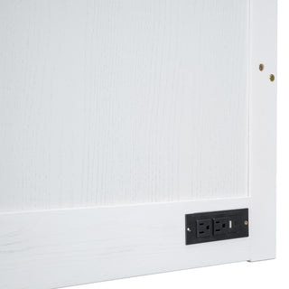 Sunvega Espresso Full Size Murphy Bed with USB Port and Large Drawer for Space Saving
