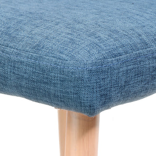 Sunvega Blue and Light Walnut Modern Fabric Armless Dining Chairs with Wood Look Legs