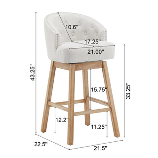 Sunvega 360 Swivel Upholstered Counter Stools Set of 2 with Backrest and Footrest