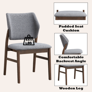 Sunvega Yellow Fabric and Walnut Finish Wooden Side Chair with Padded Seat