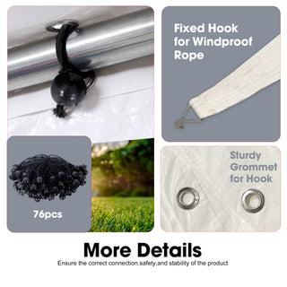 Sunvega 12x20ft Waterproof UV Protected Carport Canopy Cover with 76 Elastic Buckles