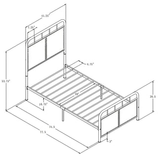 Sunvega Unique Flower Sturdy System Metal Bed Frame with Headboard and Footboard