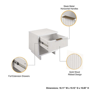 Sunvega Modern Contemporary Glam Nightstand with Gold Steel Handles for Bedroom
