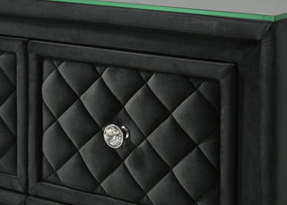 Sunvega Glam Style Black Dresser with Tufted Drawer Fronts and Faux Crystal Knobs