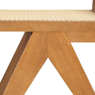 Sunvega Natural Rattan Dining Chairs with Perforated Design Set of 2 for Living Room