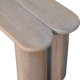 Sunvega Solid Mango Wood Twin Plank Bench with Minimalist Design and Unique Grain