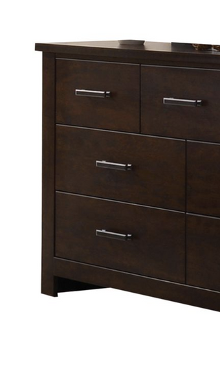 Sunvega Mahogany Finish Dresser with Seven Spacious Drawers and Felt-Lined Top