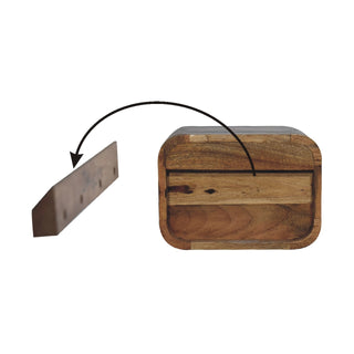 Sunvega Solid Mango Wood Wall Mounted Nightstand with Two Open Shelves