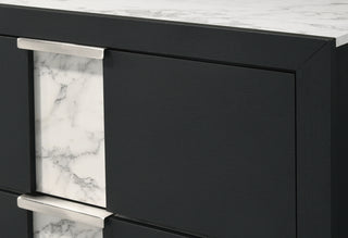 Sunvega Black and White Finish Nightstand with Two Drawers and Metal Knobs