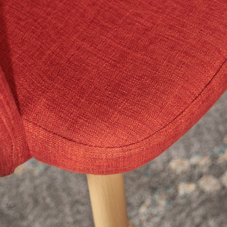 Sunvega Muted Orange and Light Walnut Modern Fabric Upholstered Dining Armchairs