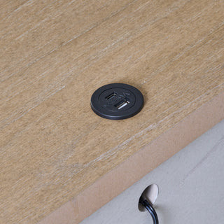 Sunvega Cement and Sand Teen Nightstand with Drawer and USB Charging Port