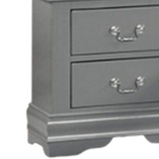Sunvega Light Gray Solid Wood Nightstand with Two Drawers and Nickel Handles