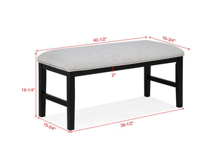 Sunvega Light Gray Upholstered Bench with Dark Finish Legs for Dining Room