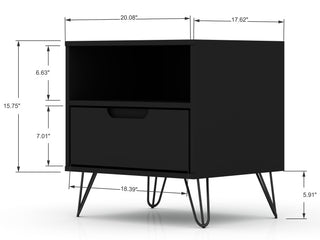 Sunvega Mid-Century Modern Pink Nightstand with Drawer and Open Shelf