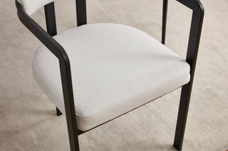 Sunvega Modern Mid-Century Upholstered Boucle Dining Chairs Set of 2 with Black Metal Legs