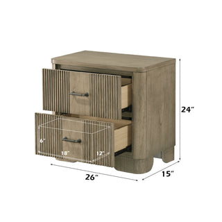 Sunvega Antique Oak Nightstand with Side Metal Glide and Felt Lined Drawers
