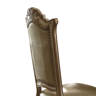 Sunvega Bone and Gold Patina Side Chair with Nailhead Trim and Floral Motif
