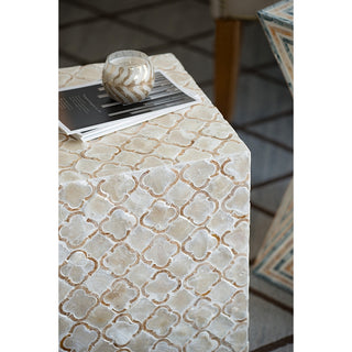 Sunvega Blue Capiz Inlay Tapered Hexagon Accent Stool for Bedrooms