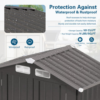 Sunvega 6X3.6FT Metal Storage Shed with Waterproof Roof and Lockable Door