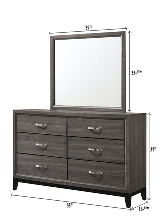 Sunvega Contemporary Gray Finish Wooden Dresser with Six Storage Drawers