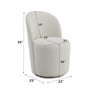 Sunvega Hollis Beige Boucle Swivel Side Chair Set with Full Foam Seat