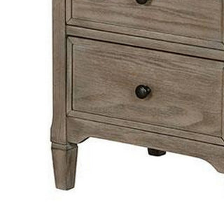 Sunvega Wire Brushed Gray Wooden Nightstand with 2 Drawers and Round Knobs