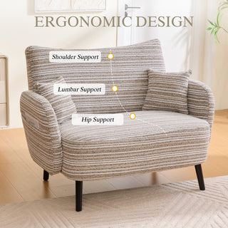 Sunvega Modern Two-Seater Sofa with Tufted Backrest and Convenient Side Storage Pockets