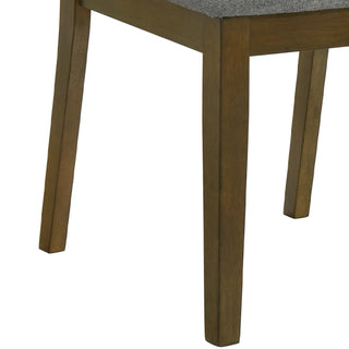 Sunvega Set of Two Dining Chairs with Gray Fabric Seat and Brown Wood Legs