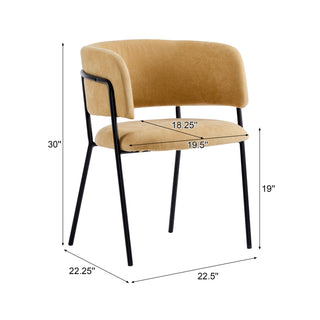 Sunvega Modern Upholstered Arm Dining Chair with Soft Seat and Metal Legs Set of 2