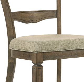 Sunvega Light Brown Fabric and Weathered Oak Finish Side Chair Set of 2