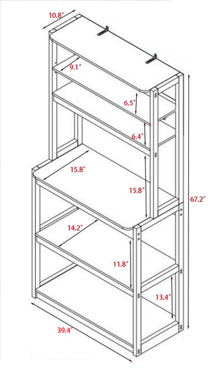 Sunvega 23.62" White and Rustic Brown 5-Tier Bakers Rack with Spacious Storage for Kitchen