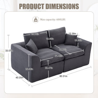 Sunvega Modular Cloud Couch Sofa with Removable Cushion Covers for Living Room