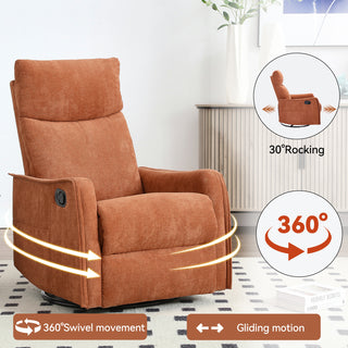 Sunvega Fabric Swivel Rocker Recliner Chair with Massage and Lumbar Heat for Living Room