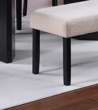 Sunvega Modern Upholstered Dining Bench with Soft Fabric Seat and Tapered Black Wood Legs