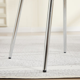 Sunvega Modern Design White Velvet Fabric Dining Chairs Set of 2 With Silver Legs