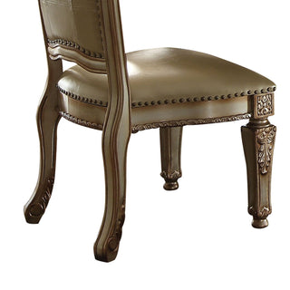 Sunvega Bone and Gold Patina Side Chair with Nailhead Trim and Floral Motif