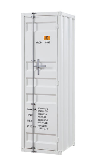 Sunvega Industrial White Cargo Wardrobe with Hanging Rod and Secure Lock