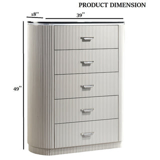 Sunvega Modern Contemporary Light Gray Chest with Cultured Stone Top and Chrome Handles